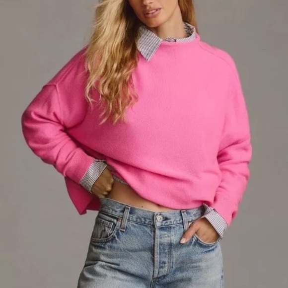 Anthropologie Pilcro The Alani Cashmere Mock Neck Sweater Pink - Picture 2 of 7